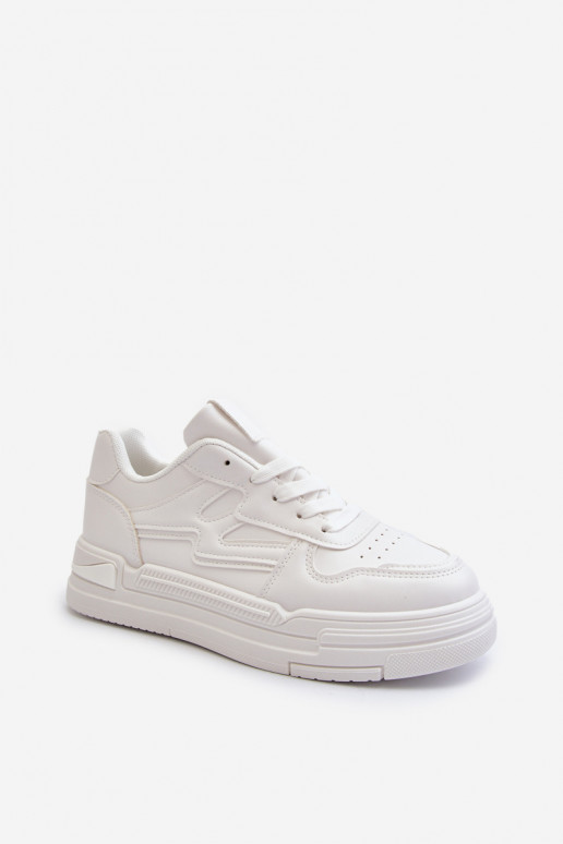 Sneakers-Modellschuhe mit Plateau aus Öko-Leder in der Farbe Weiß Lynnette Sneakers-Modellschuhe mit Plateau aus Öko-Leder in der Farbe Weiß Lynnette