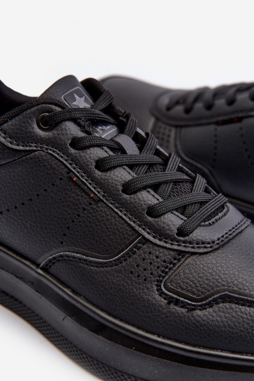 Sneakers-Modellschuhe mit Plateau aus Öko-Leder in der schwarzen Farbe Uziran