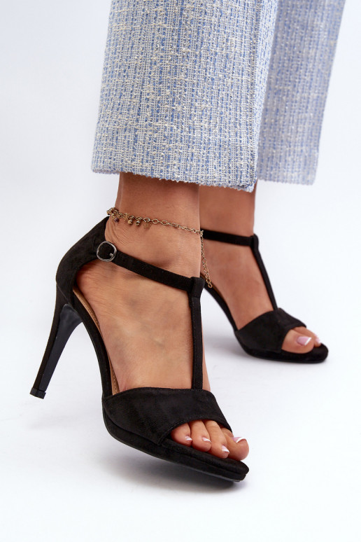 Damen-Sandalen mit hohen Absätzen aus Eco-Wildleder, Black Obdaria