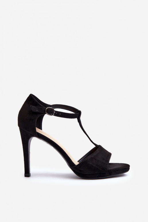 Damen-Sandalen mit hohen Absätzen aus Eco-Wildleder, Black Obdaria