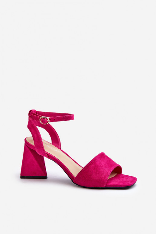 Damen-Sandalen mit hohen Absätzen aus Eco-Wildleder Fuchsia Upttima