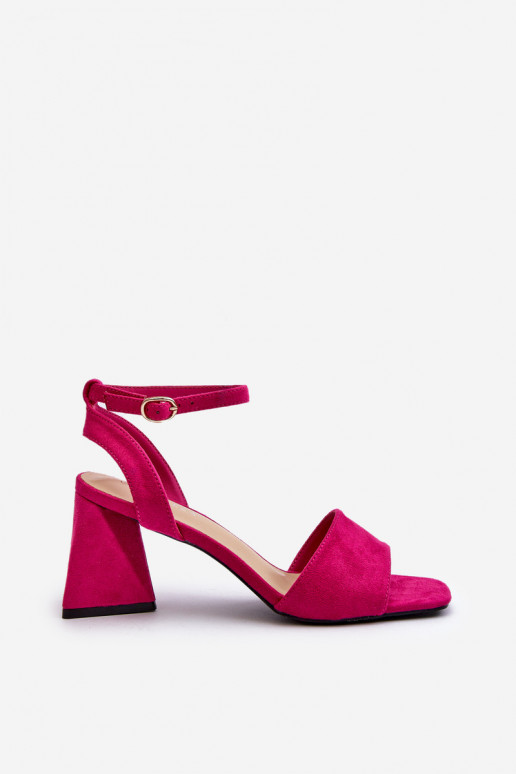 Damen-Sandalen mit hohen Absätzen aus Eco-Wildleder Fuchsia Upttima
