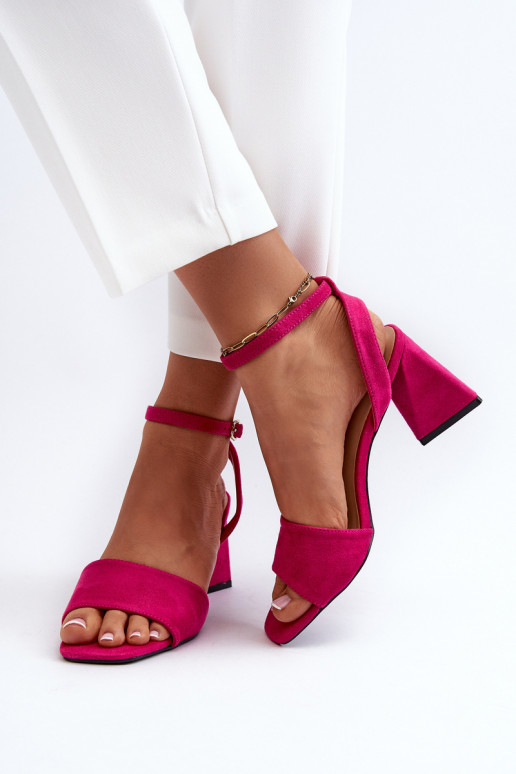 Damen-Sandalen mit hohen Absätzen aus Eco-Wildleder Fuchsia Upttima