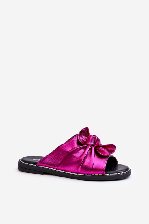 Damenhausschuhe mit breiten Absätzen in der Farbe Rosa von Nelvira