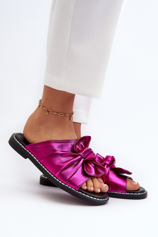 Damenhausschuhe mit breiten Absätzen in der Farbe Rosa von Nelvira