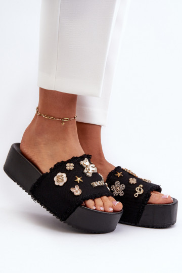 Damen-Plateau-Flip-Flops Schwarz Zranesia 2