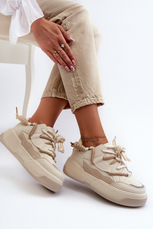 Sneakers Modell Schuhe mit Plateau beige Moariella Sneakers Modell Schuhe mit Plateau beige Moariella