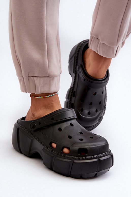 Damenhausschuhe Leichte Hausschuhe mit modischen massiven Sohlen in der Farbe Schwarz von Witima