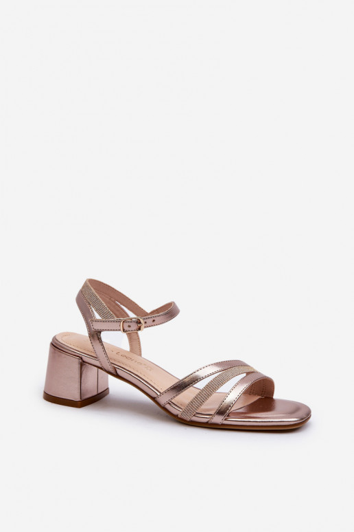 Damensandalen mit niedrigem Absatz aus Öko-Leder Sergio Leone SK046 in Roségold