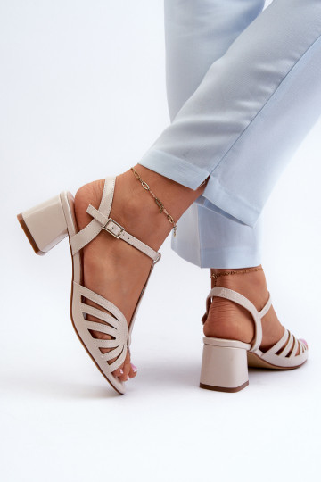 mit Lackeffekt Elegante Sandaletten mit hohen Absätzen Sergio Leone SK880 beige 2