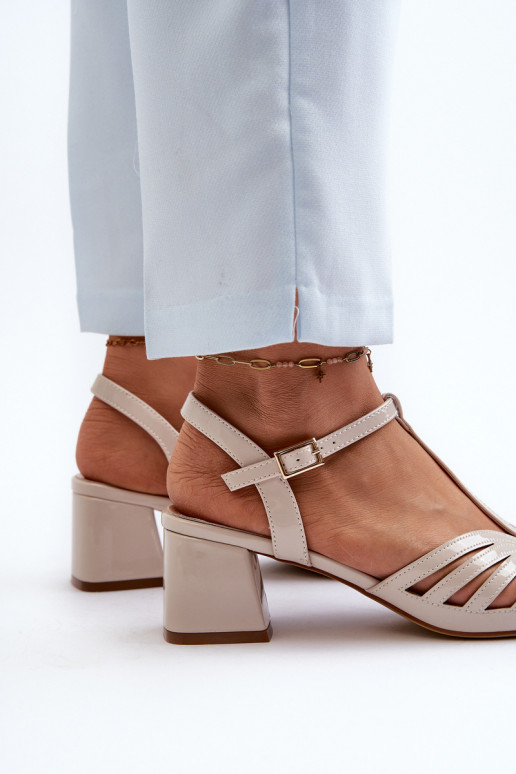 mit Lackeffekt Elegante Sandaletten mit hohen Absätzen Sergio Leone SK880 beige mit Lackeffekt Elegante Sandaletten mit hohen Absätzen Sergio Leone SK880 beige