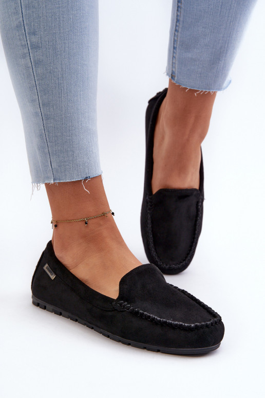 Damen-Mokassins aus Eco-Wildleder Black Amrutia Damen-Mokassins aus Eco-Wildleder Black Amrutia