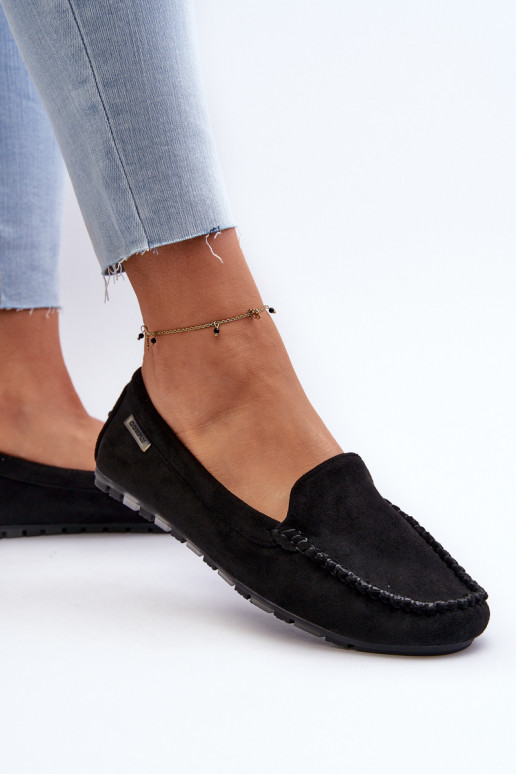 Damen-Mokassins aus Eco-Wildleder Black Amrutia Damen-Mokassins aus Eco-Wildleder Black Amrutia
