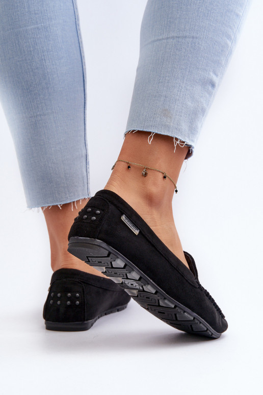 Damen-Mokassins aus Eco-Wildleder Black Amrutia Damen-Mokassins aus Eco-Wildleder Black Amrutia
