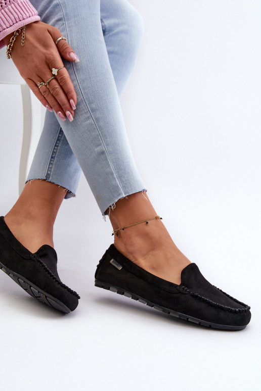 Damen-Mokassins aus Eco-Wildleder Black Amrutia Damen-Mokassins aus Eco-Wildleder Black Amrutia