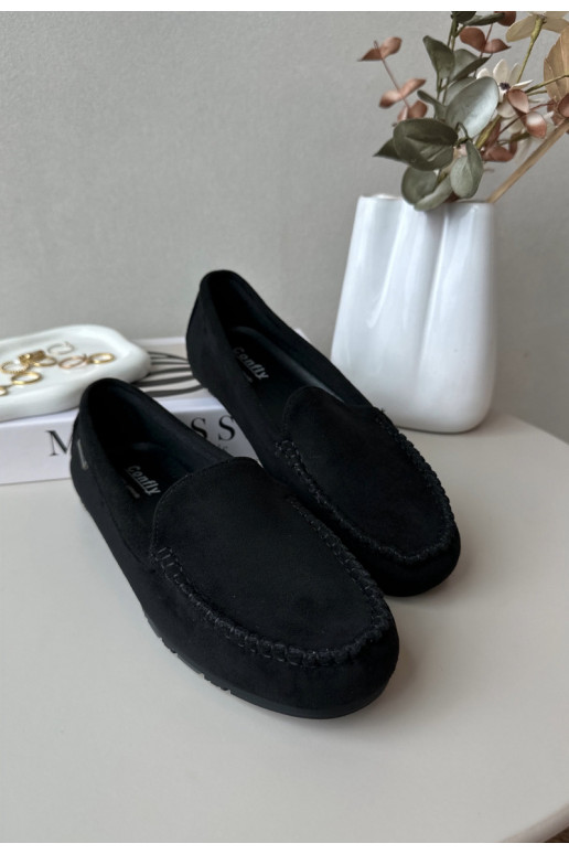 Damen-Mokassins aus Eco-Wildleder Black Amrutia Damen-Mokassins aus Eco-Wildleder Black Amrutia