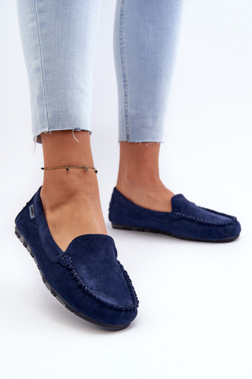 Damen-Mokassins aus Bio-Wildleder, Marineblau, Amrutia Damen-Mokassins aus Bio-Wildleder, Marineblau, Amrutia