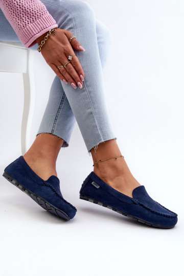 Damen-Mokassins aus Bio-Wildleder, Marineblau, Amrutia 2