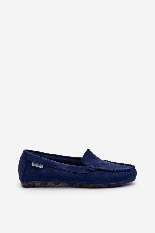 Damen-Mokassins aus Bio-Wildleder, Marineblau, Amrutia Damen-Mokassins aus Bio-Wildleder, Marineblau, Amrutia