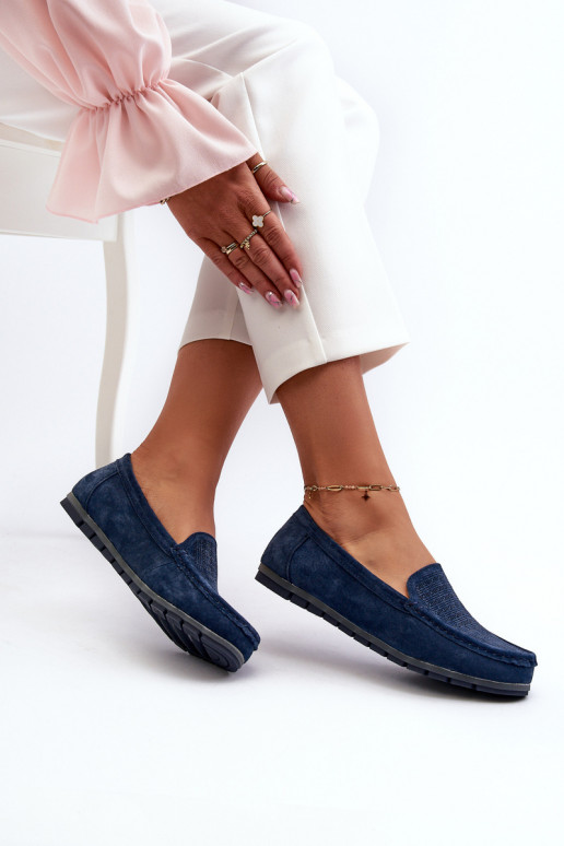 Wildledermokassins dunkelblaue Farbe S.Barski LR755 Wildledermokassins dunkelblaue Farbe S.Barski LR755