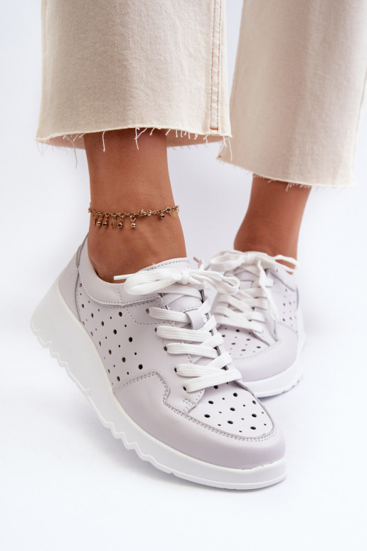 mit durchbrochenen Elementen Sneakers Modell Schuhe Naturleder graue Farbe S.Barski LR482