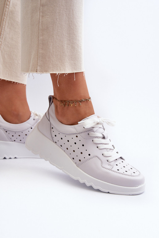 mit durchbrochenen Elementen Sneakers Modell Schuhe Naturleder graue Farbe S.Barski LR482