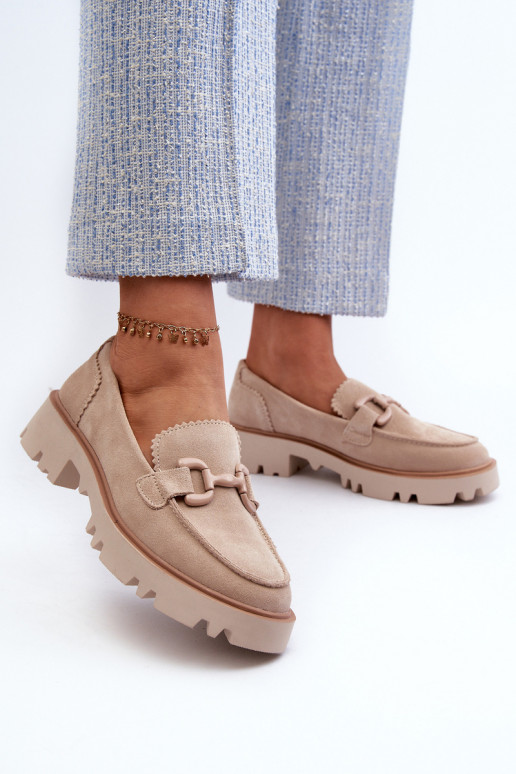 Wildledermokassins mit Ornamenten D&A TW117 beige