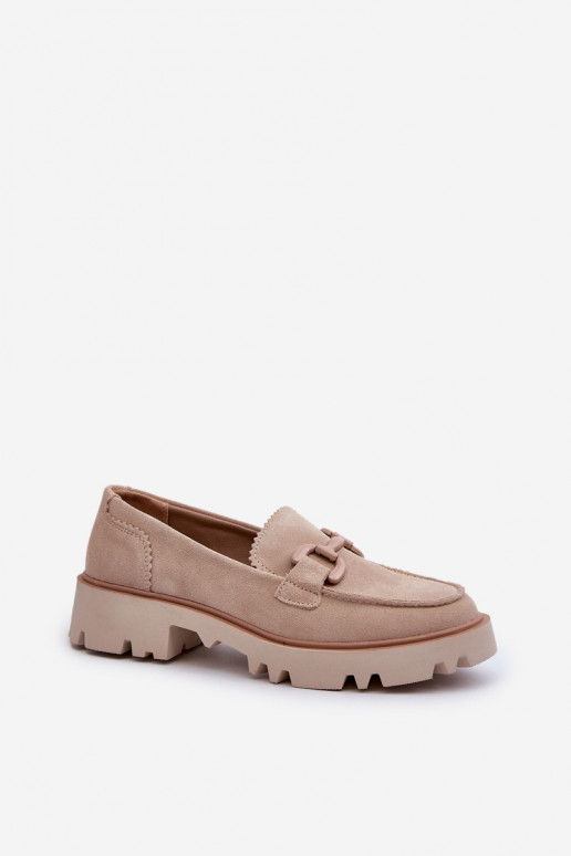 Wildledermokassins mit Ornamenten D&A TW117 beige