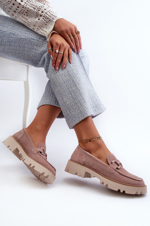 Wildledermokassins mit Ornamenten D&A TW117 rosa