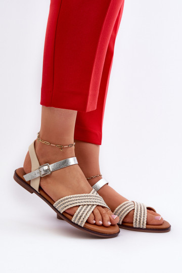 Flache Sandalen für Damen S.Barski MY923 beige Farbe 2