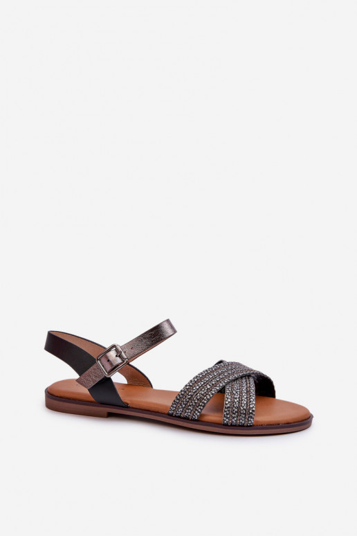 Flache Sandalen für Damen S.Barski MY923 schwarze Farbe