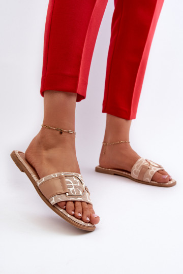 mit Glanz Damenhausschuhe mit Ornamenten beige Taleci