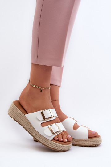 Damen weiße Slipper aus Kunstleder Zaloemi