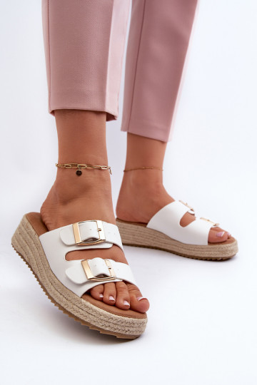 Damen weiße Slipper aus Kunstleder Zaloemi 2