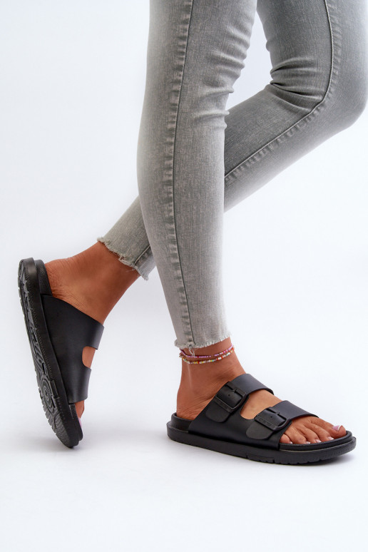 Leichte Hausschuhe mit Schnallen Big Star NN274A750 in schwarzer Farbe