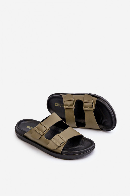 Leichte Herrenhausschuhe mit Schnallen Big Star NN174592 in der Farbe Khaki