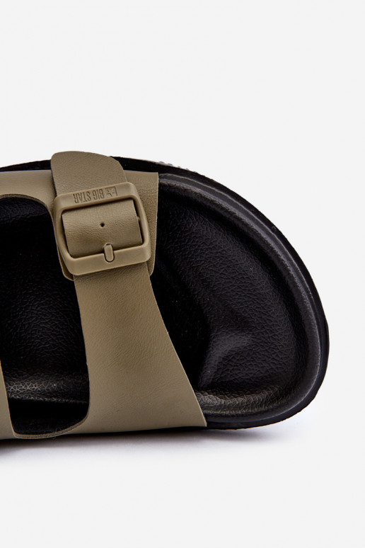 Leichte Herrenhausschuhe mit Schnallen Big Star NN174592 in der Farbe Khaki