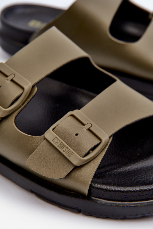 Leichte Herrenhausschuhe mit Schnallen Big Star NN174592 in der Farbe Khaki