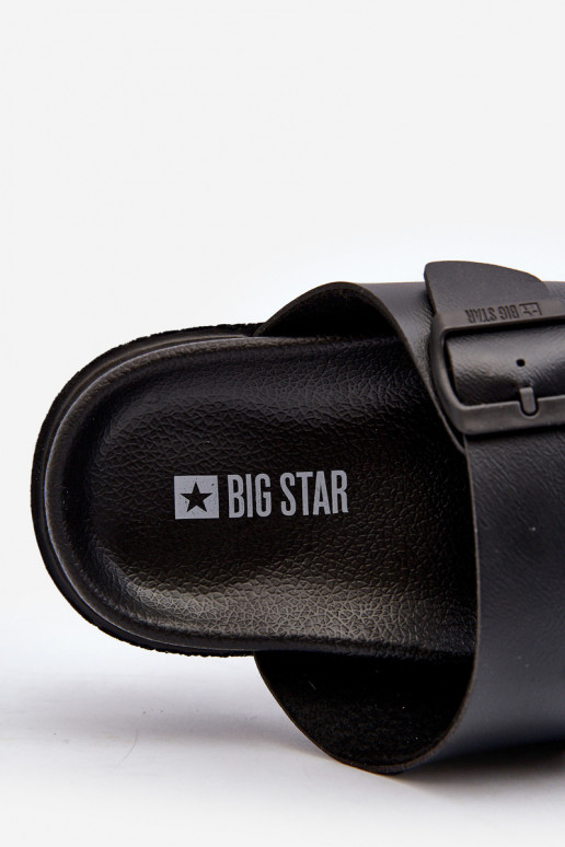 Leichte Herrenhausschuhe mit Schnallen Big Star NN174597 in schwarzer Farbe