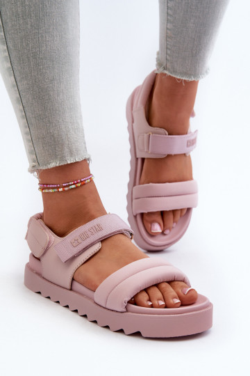 Damensandalen mit Plateau Big Star NN274753 rosa Farbe 2