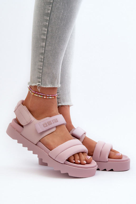 Damensandalen mit Plateau Big Star NN274753 rosa Farbe Damensandalen mit Plateau Big Star NN274753 rosa Farbe