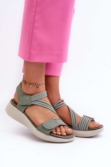 Bequeme Sandalen mit Klebeverschlüssen in der Farbe Grün von Eladora 2