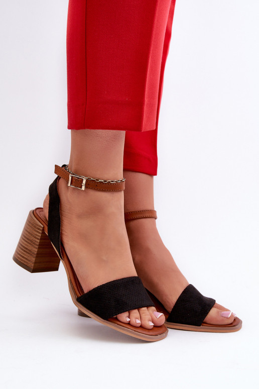 Damen-Sandalen mit hohen Absätzen aus Eco-Wildleder Black Ronvia Damen-Sandalen mit hohen Absätzen aus Eco-Wildleder Black Ronvia