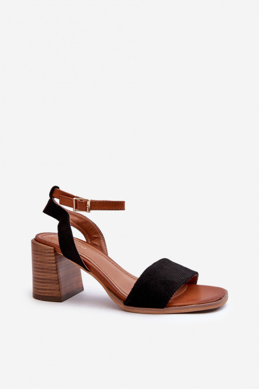 Damen-Sandalen mit hohen Absätzen aus Eco-Wildleder Black Ronvia Damen-Sandalen mit hohen Absätzen aus Eco-Wildleder Black Ronvia