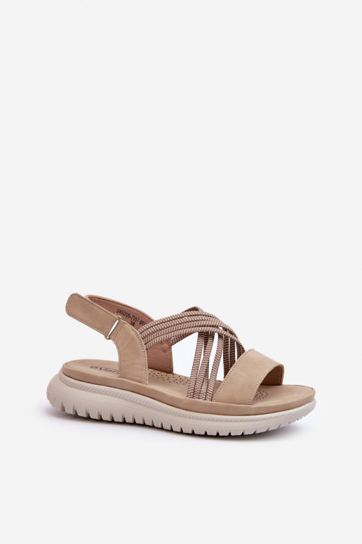 Bequeme Sandalen mit Klebeverschlüssen in der Farbe Beige von Ceclea