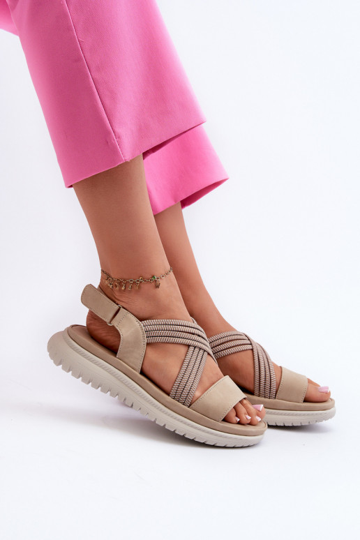 Bequeme Sandalen mit Klebeverschlüssen in der Farbe Beige von Ceclea