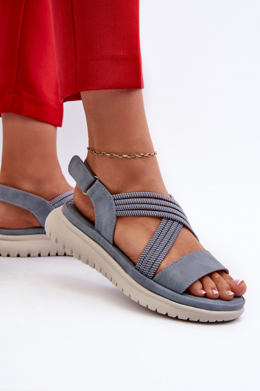 Bequeme Sandalen mit Klebeverschlüssen in der Farbe Blau von Ceclea