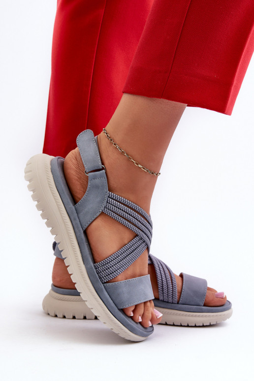 Bequeme Sandalen mit Klebeverschlüssen in der Farbe Blau von Ceclea