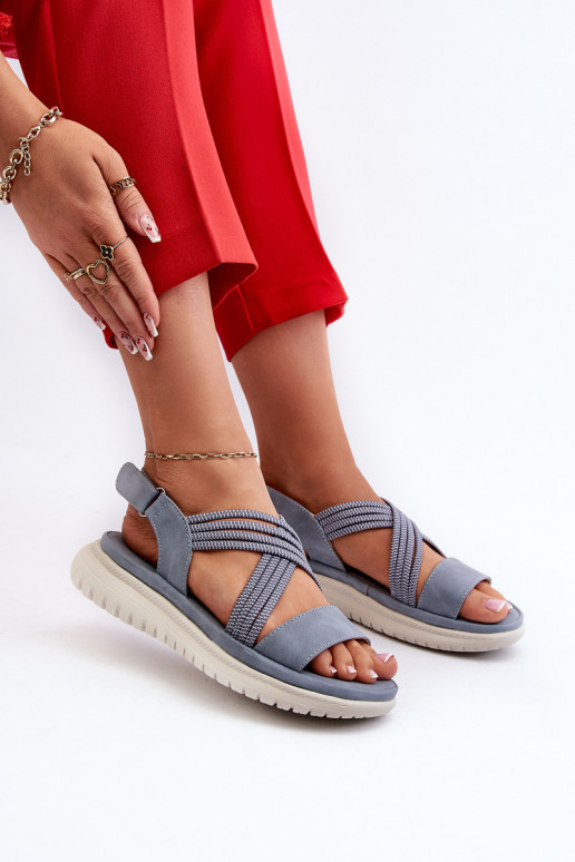 Bequeme Sandalen mit Klebeverschlüssen in der Farbe Blau von Ceclea