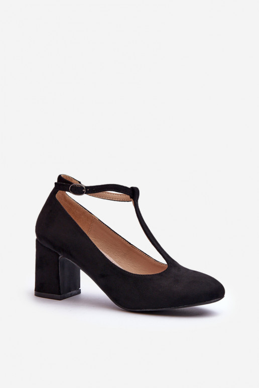Schwarze Raniyah-Pumps aus Öko-Wildleder mit Absatz